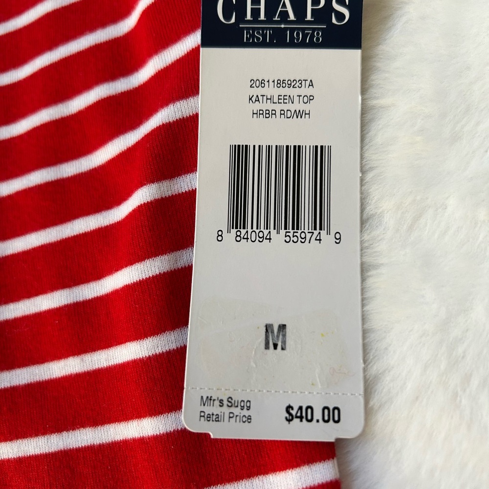 Chaps Red & White Striped Top - Picture 8 of 8